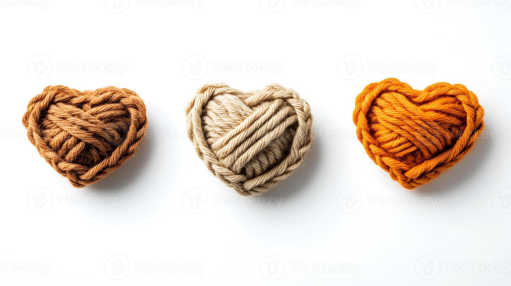 Three different types of yarn are arranged in a heart shape photo