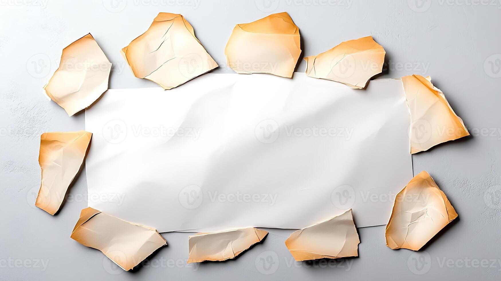 Torn paper on a gray background photo