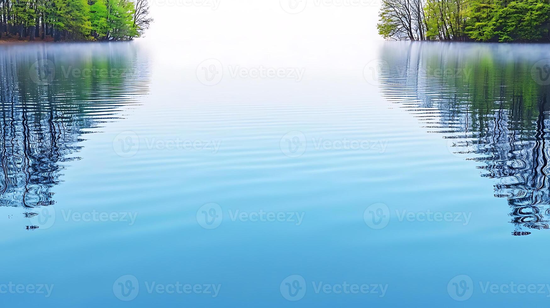 A lake with trees and water in the background photo