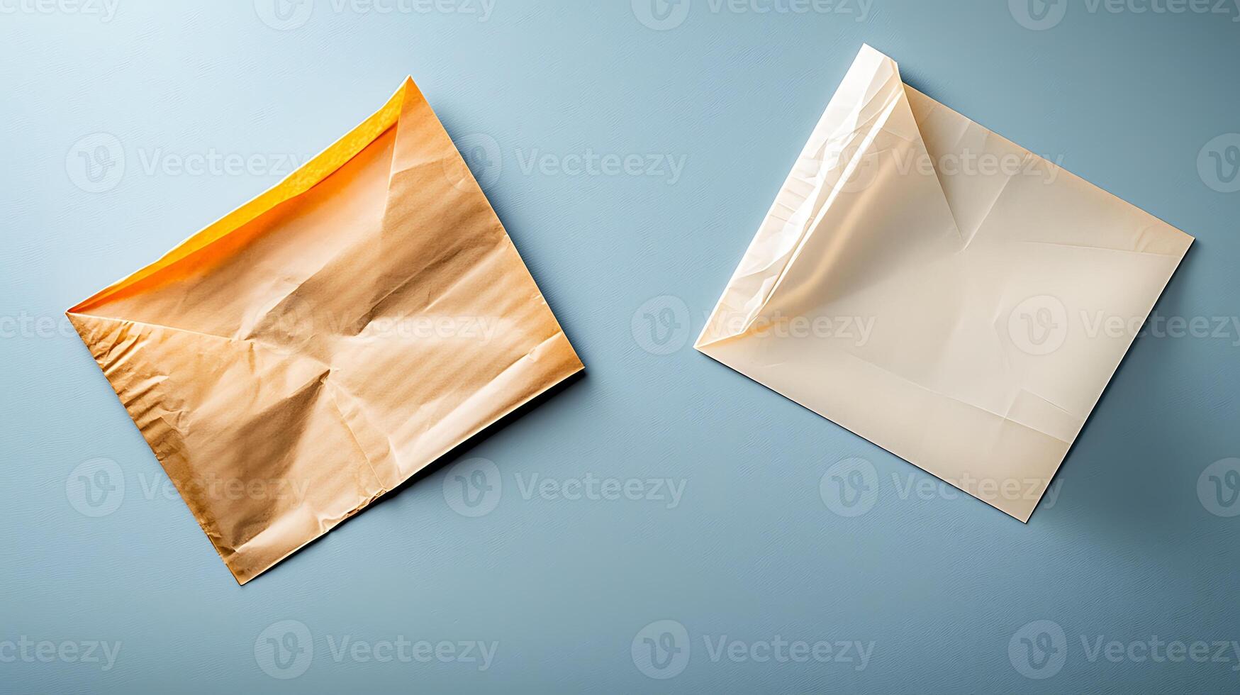 Two pieces of paper are folded into triangles photo