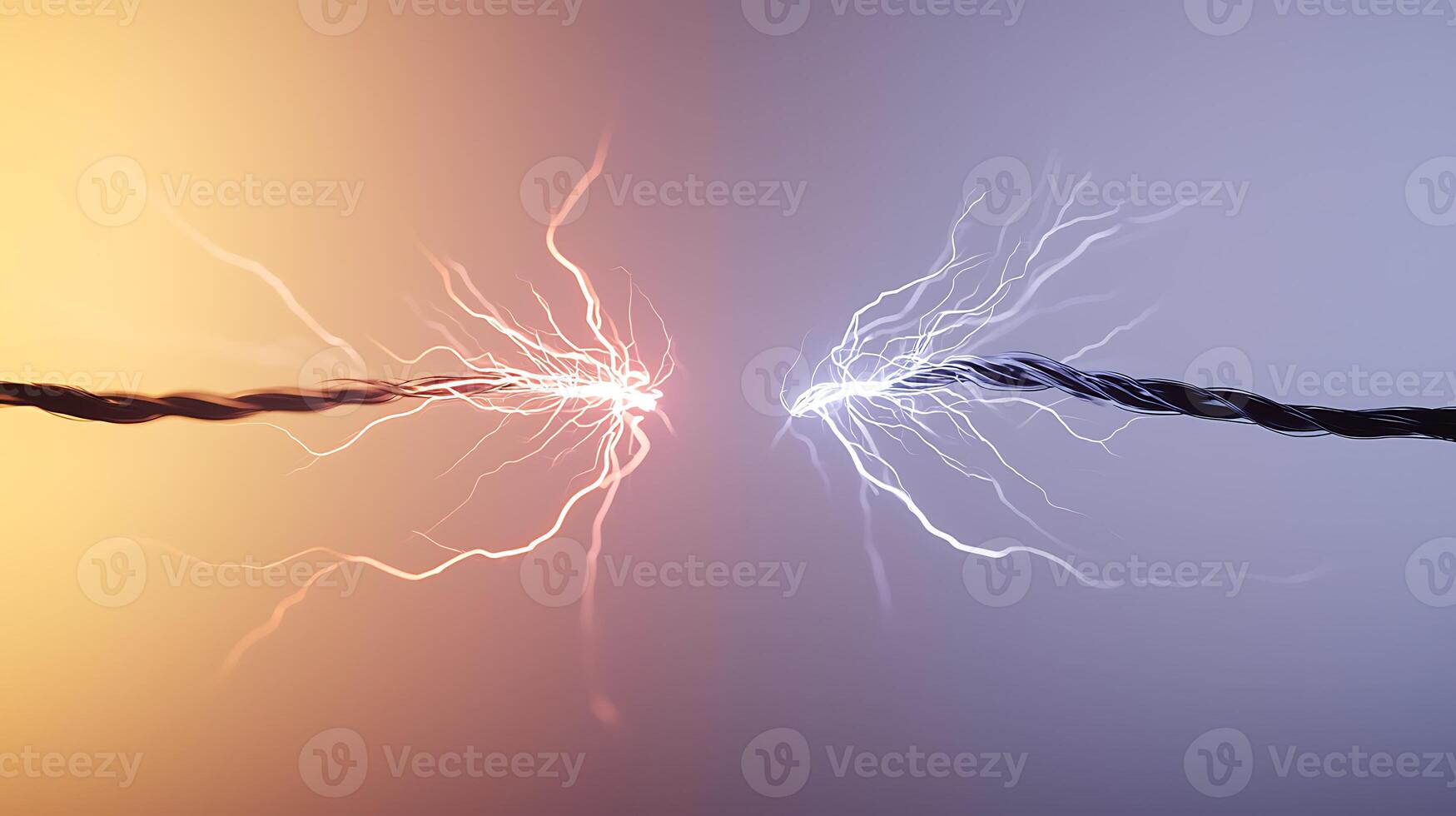 Two wires are connected to each other and one is glowing photo