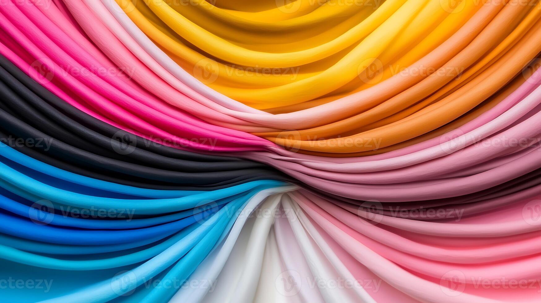 Colorful silk fabric background with different colors photo