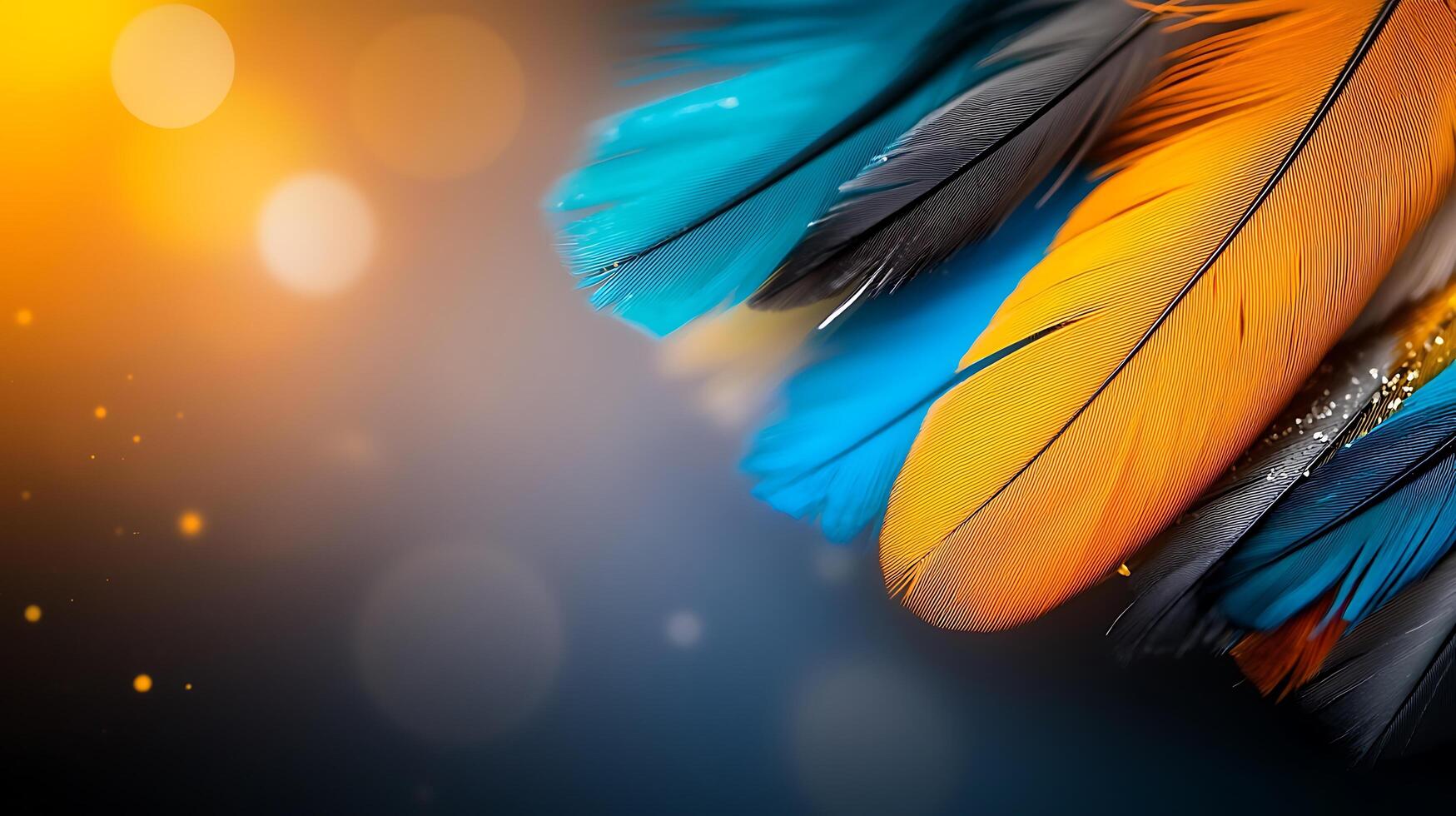 Colorful feathers on a black background photo