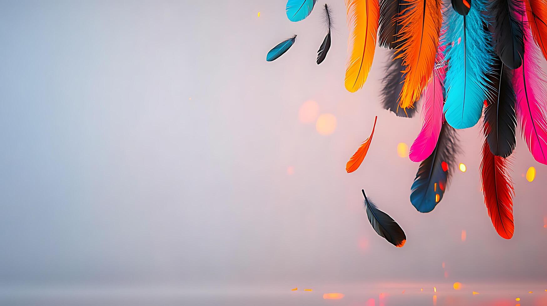 Colorful feathers on a white background photo