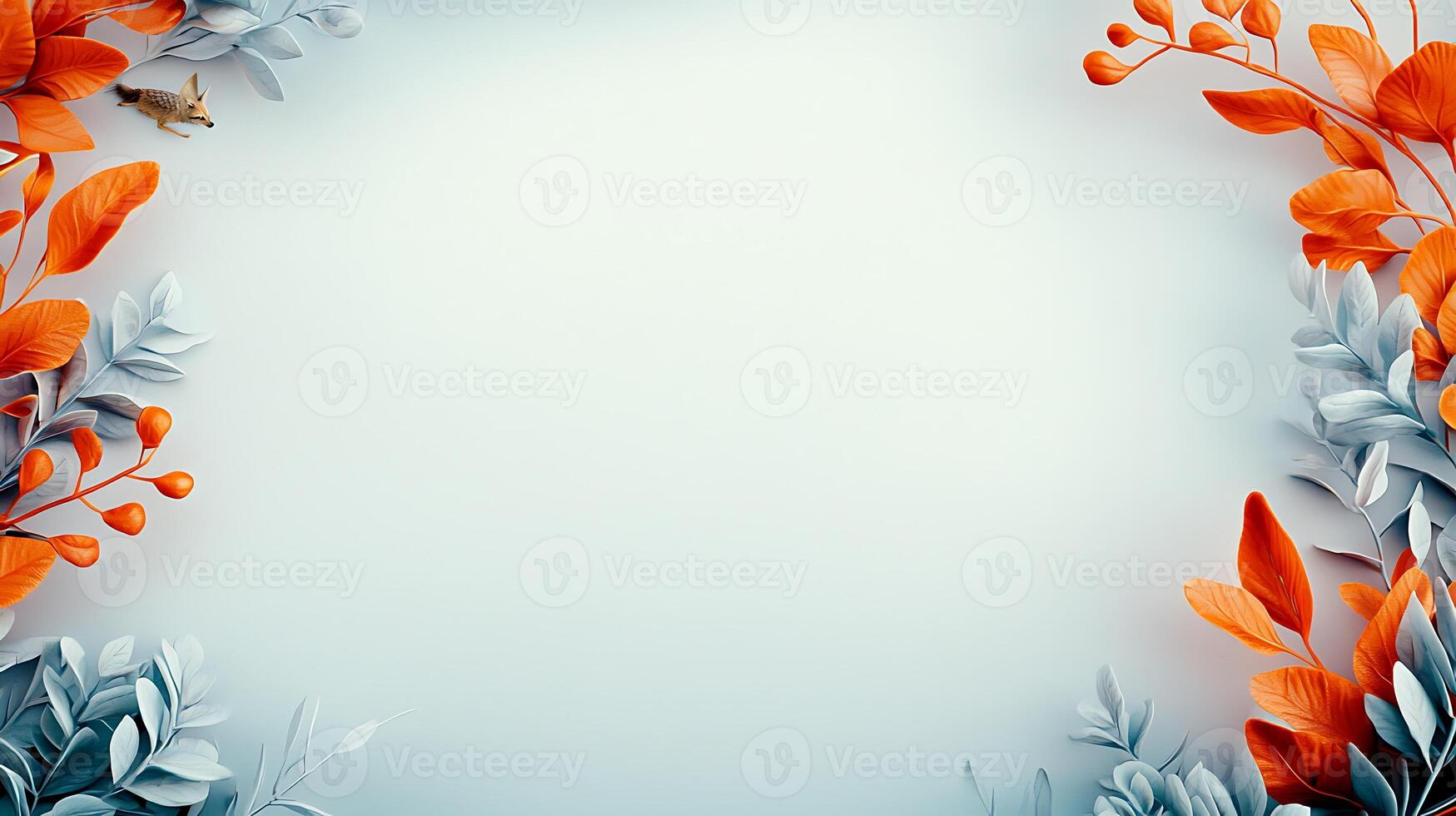 3d rendering of orange and gray leaves on a white background photo