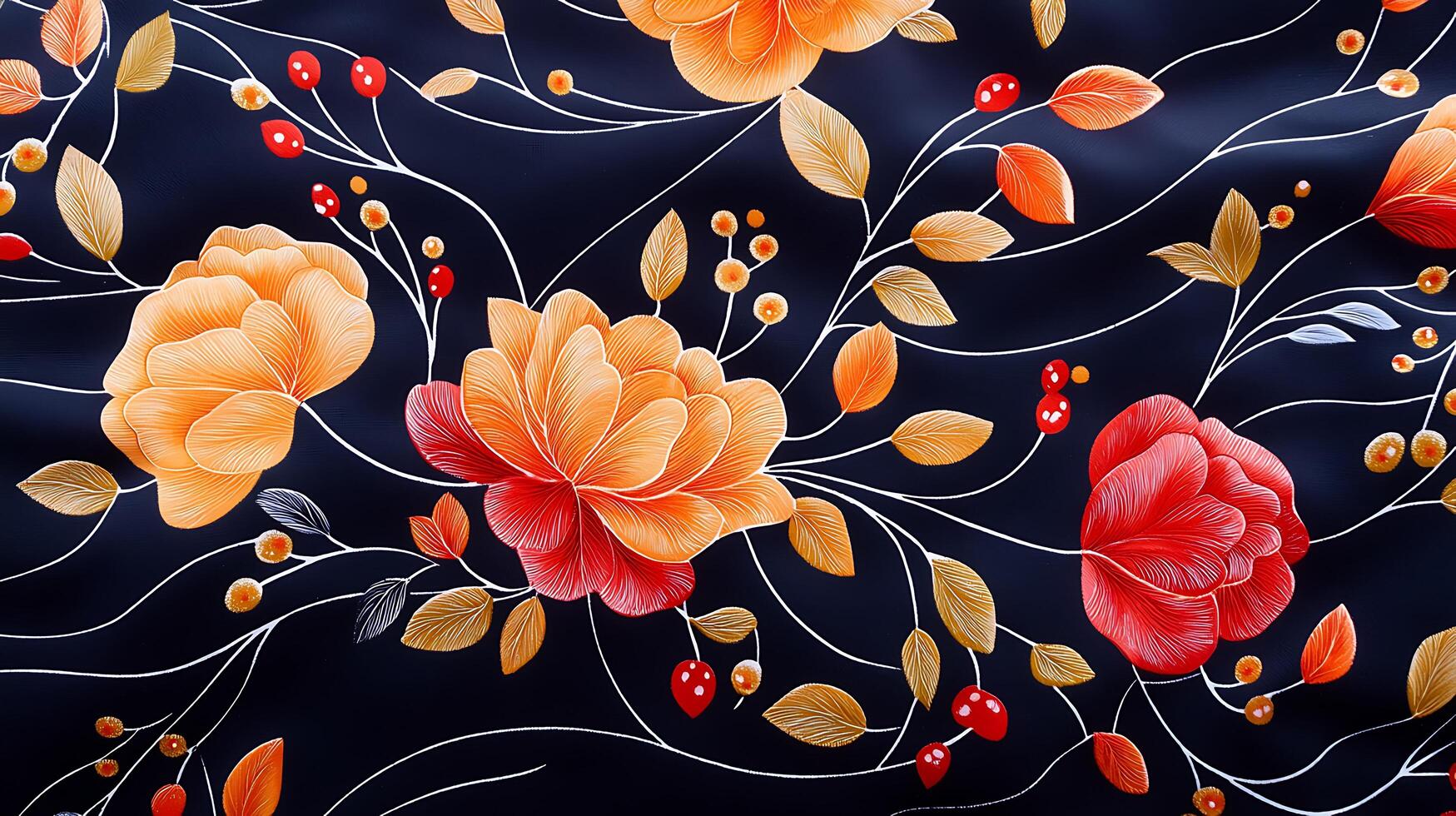 A floral pattern on a dark blue background photo