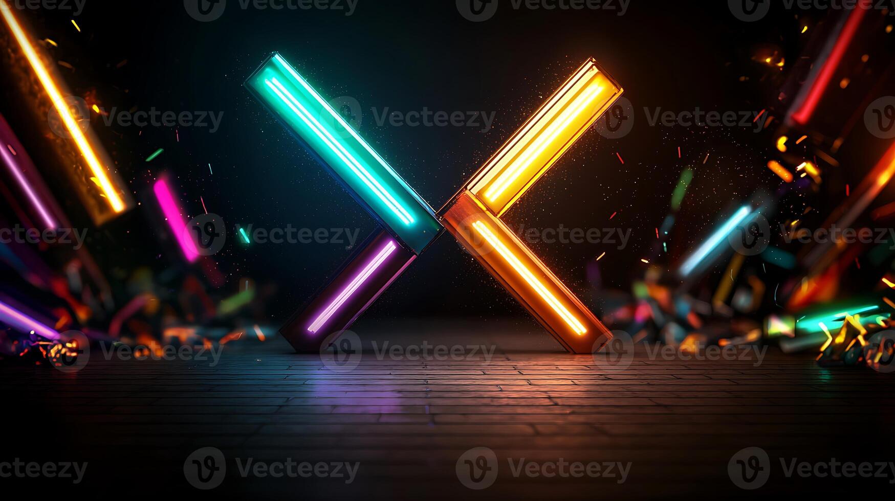 A neon sign with colorful lights photo