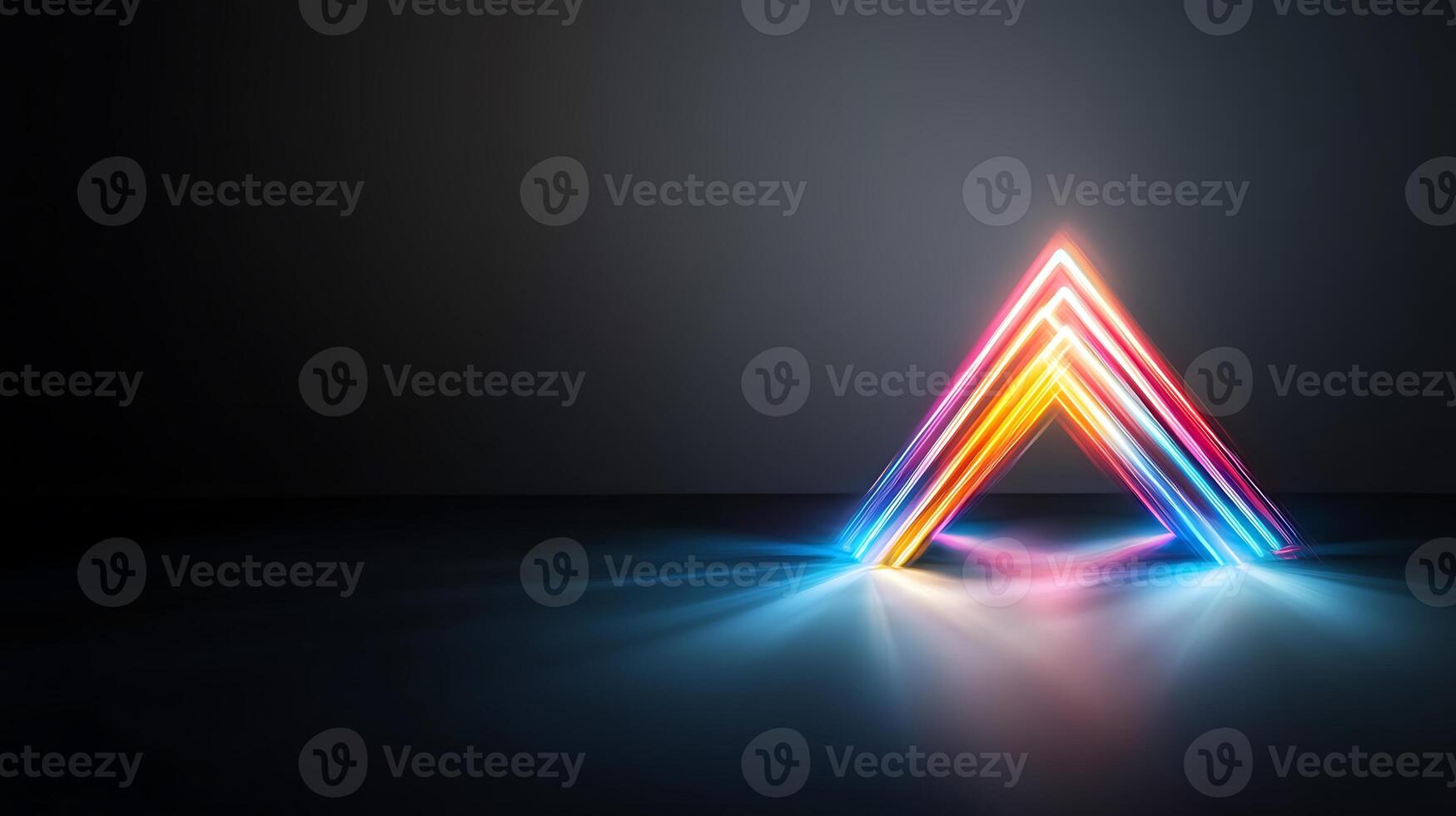 A triangle shaped light with bright colors photo