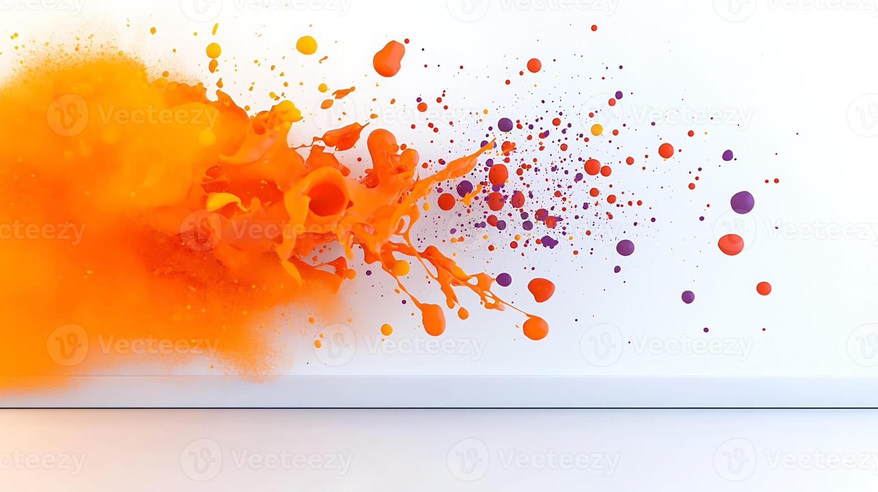 An orange paint splatter is being thrown into the air photo