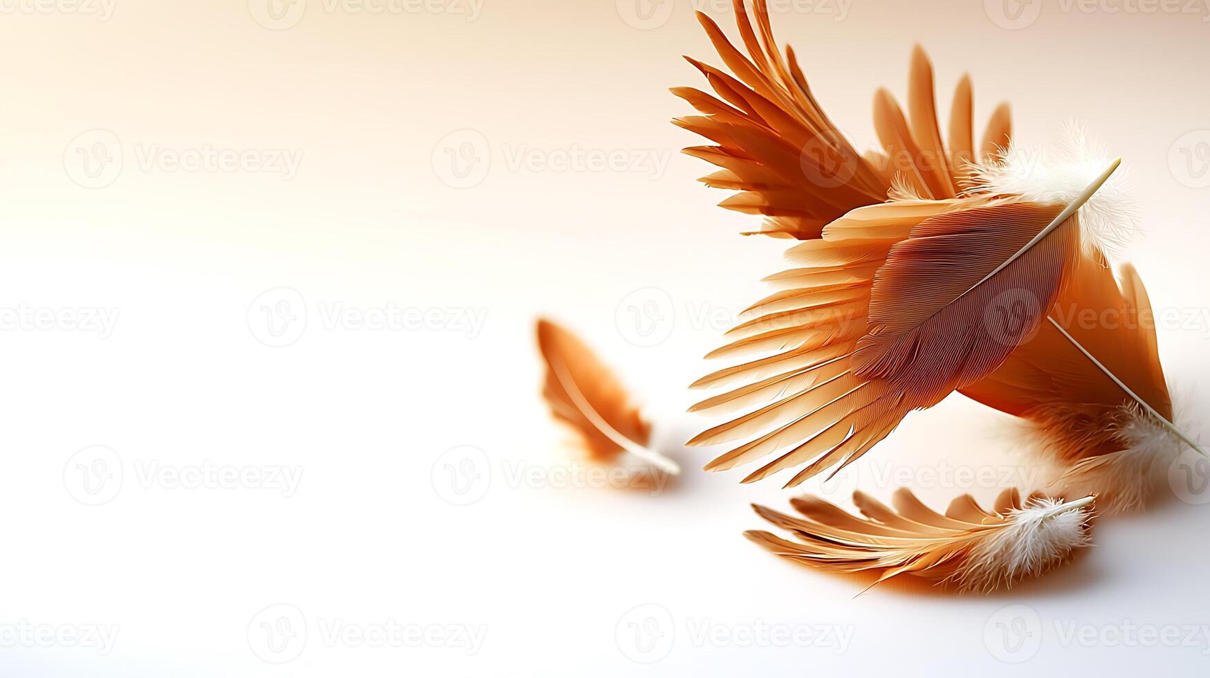 A group of orange feathers on a white surface photo