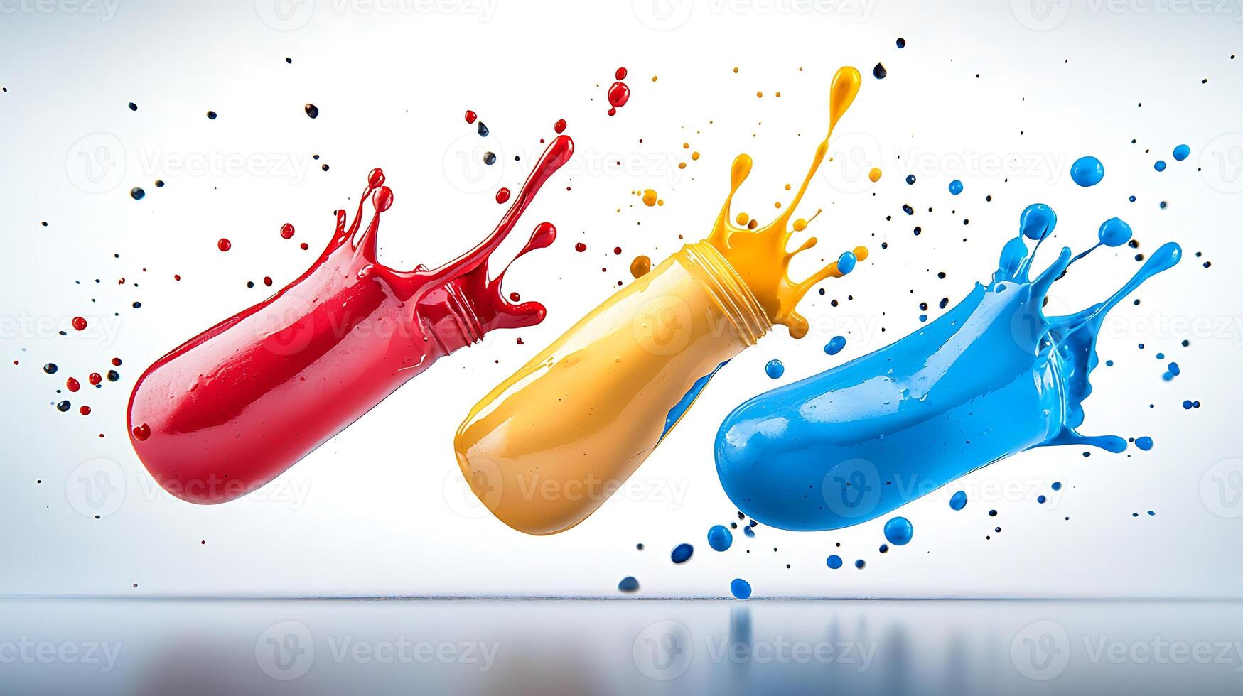 Colorful paint splashes on a white background photo