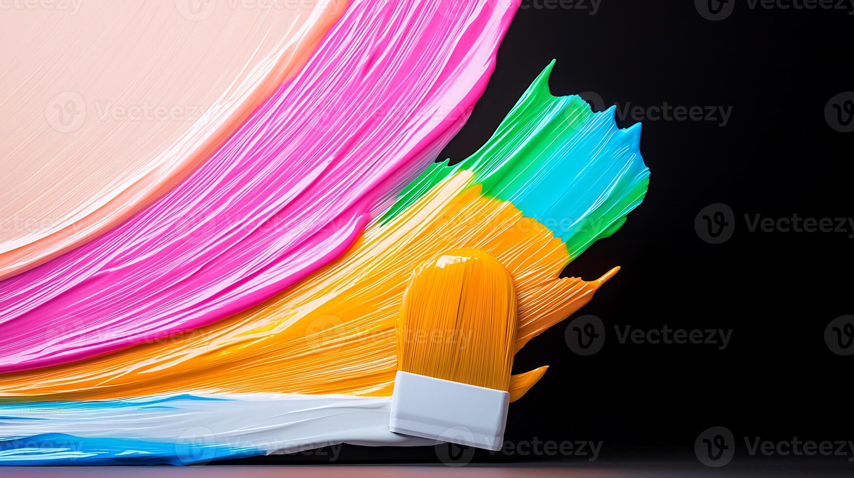 A paint brush is being used to paint a colorful brush photo