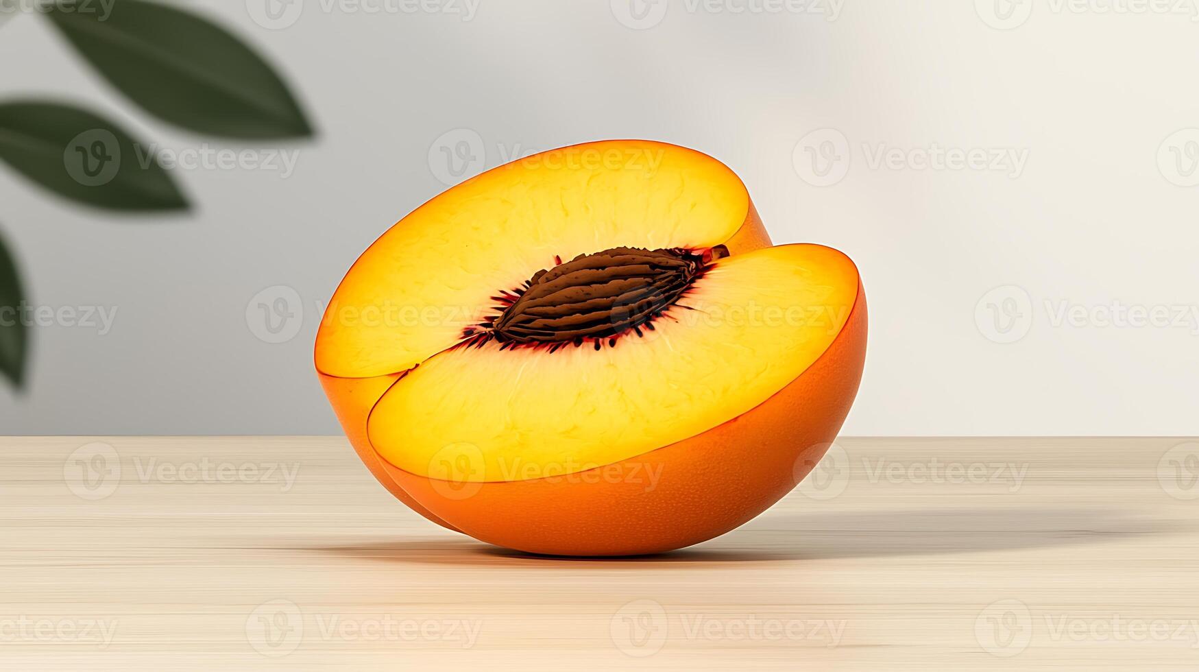 A peach on a table photo