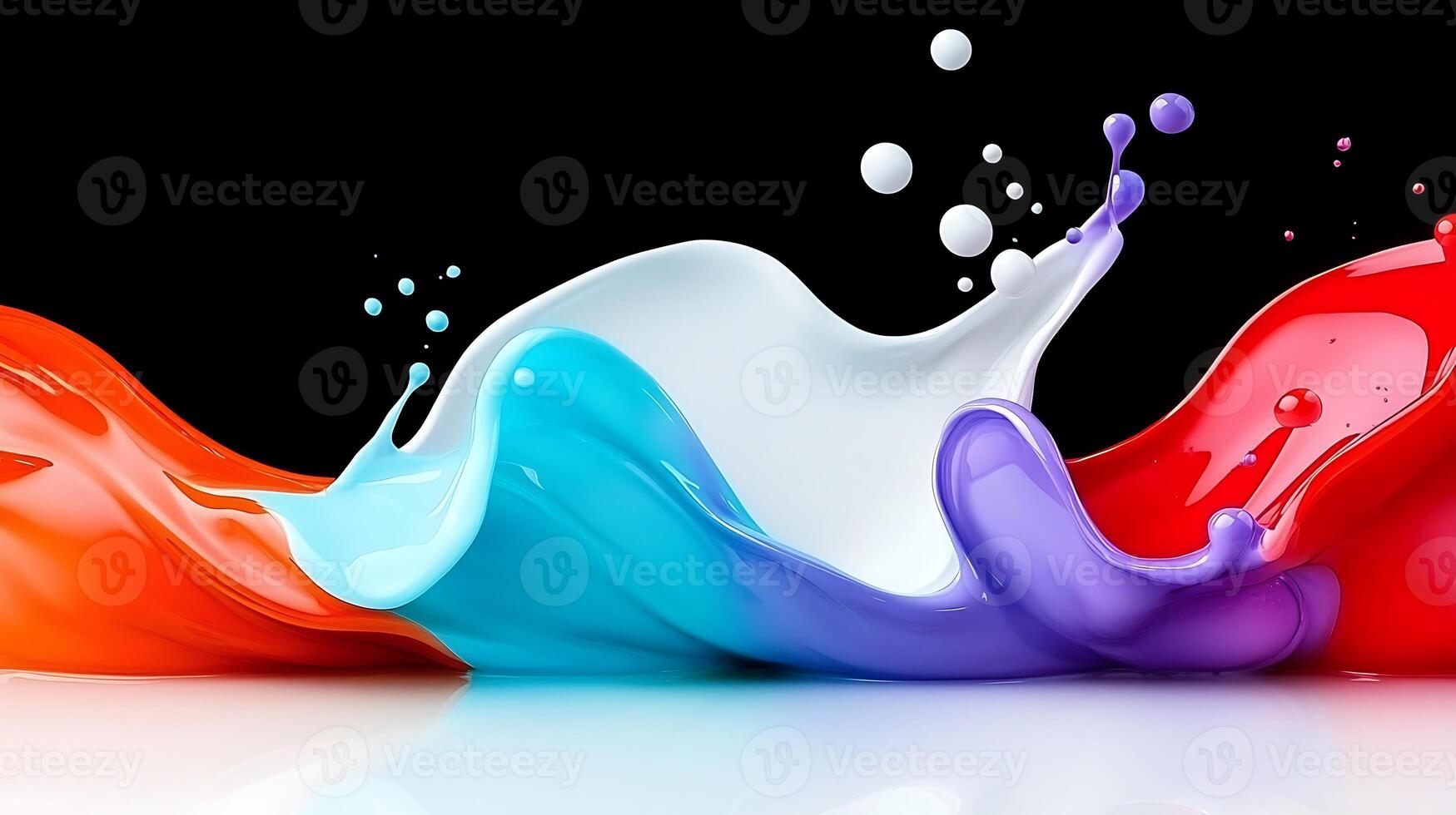 Colorful liquid splashes on a black background photo