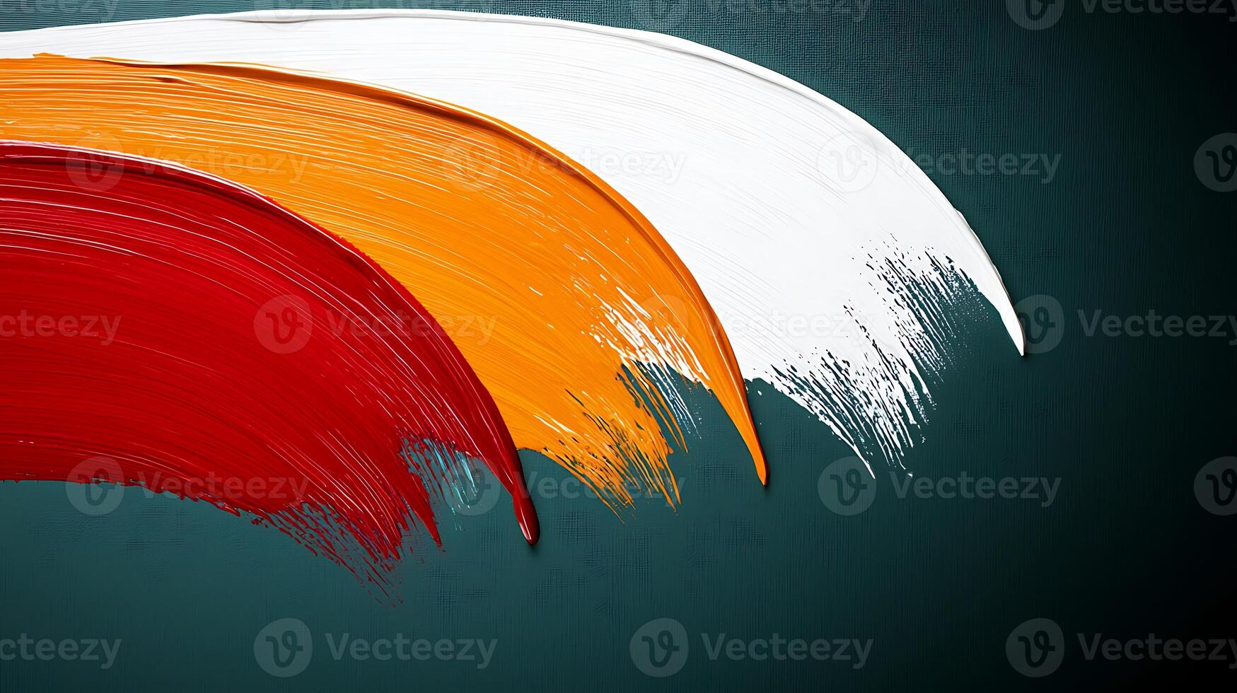 A painting of a red, white and orange brush photo