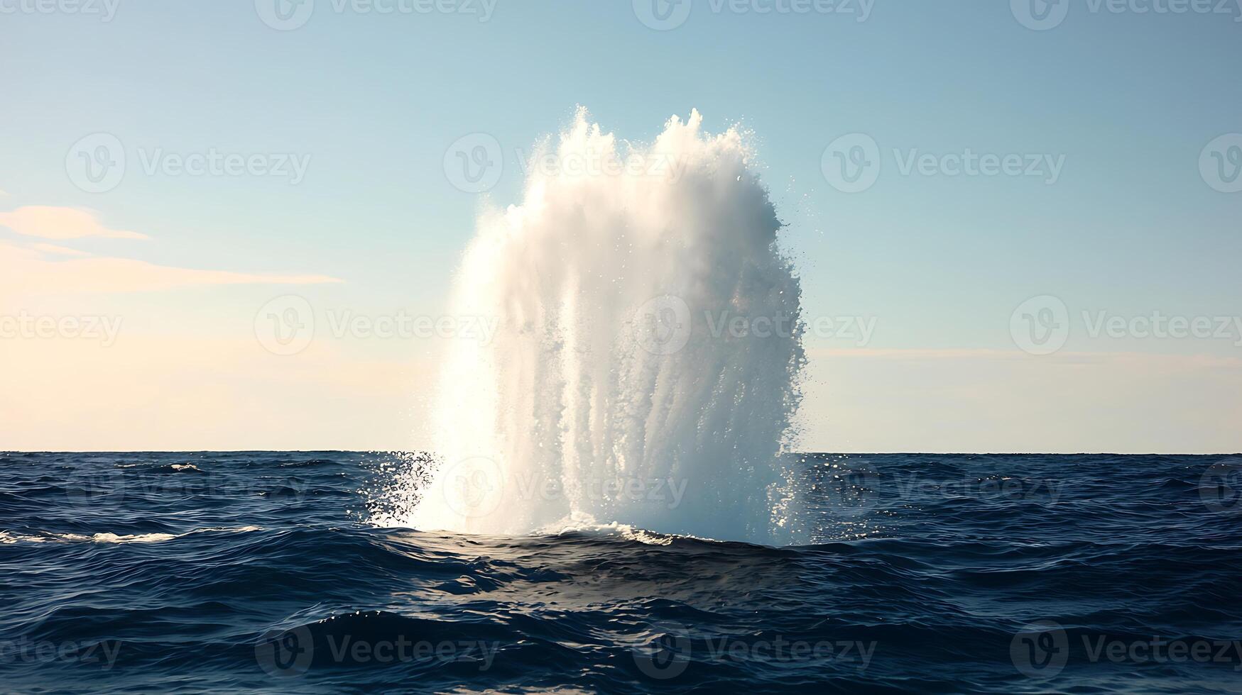 A large white water spout coming out of the ocean photo