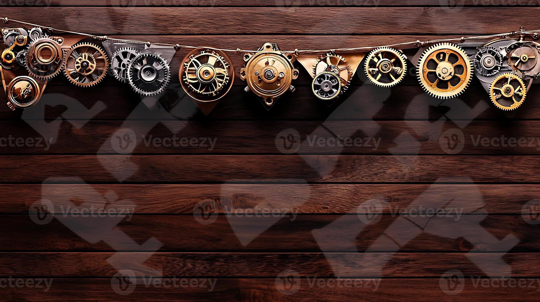 Steampunk background with gears and gears photo