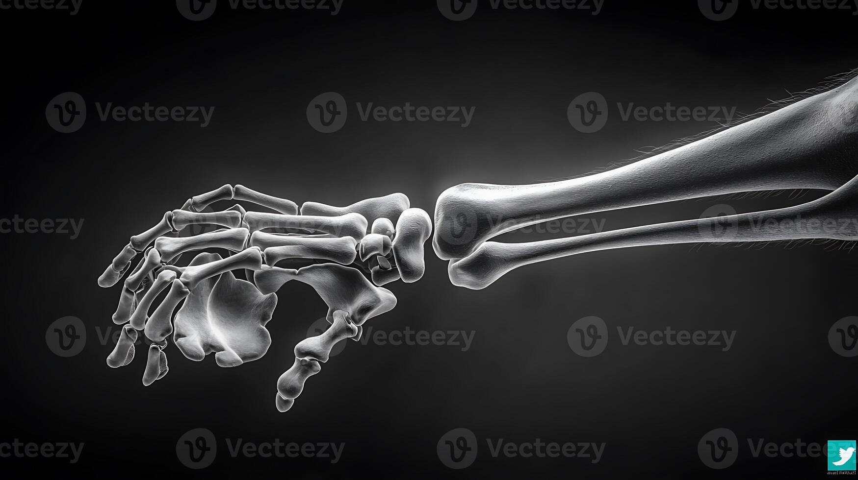 A skeleton hand reaching out to the sky photo