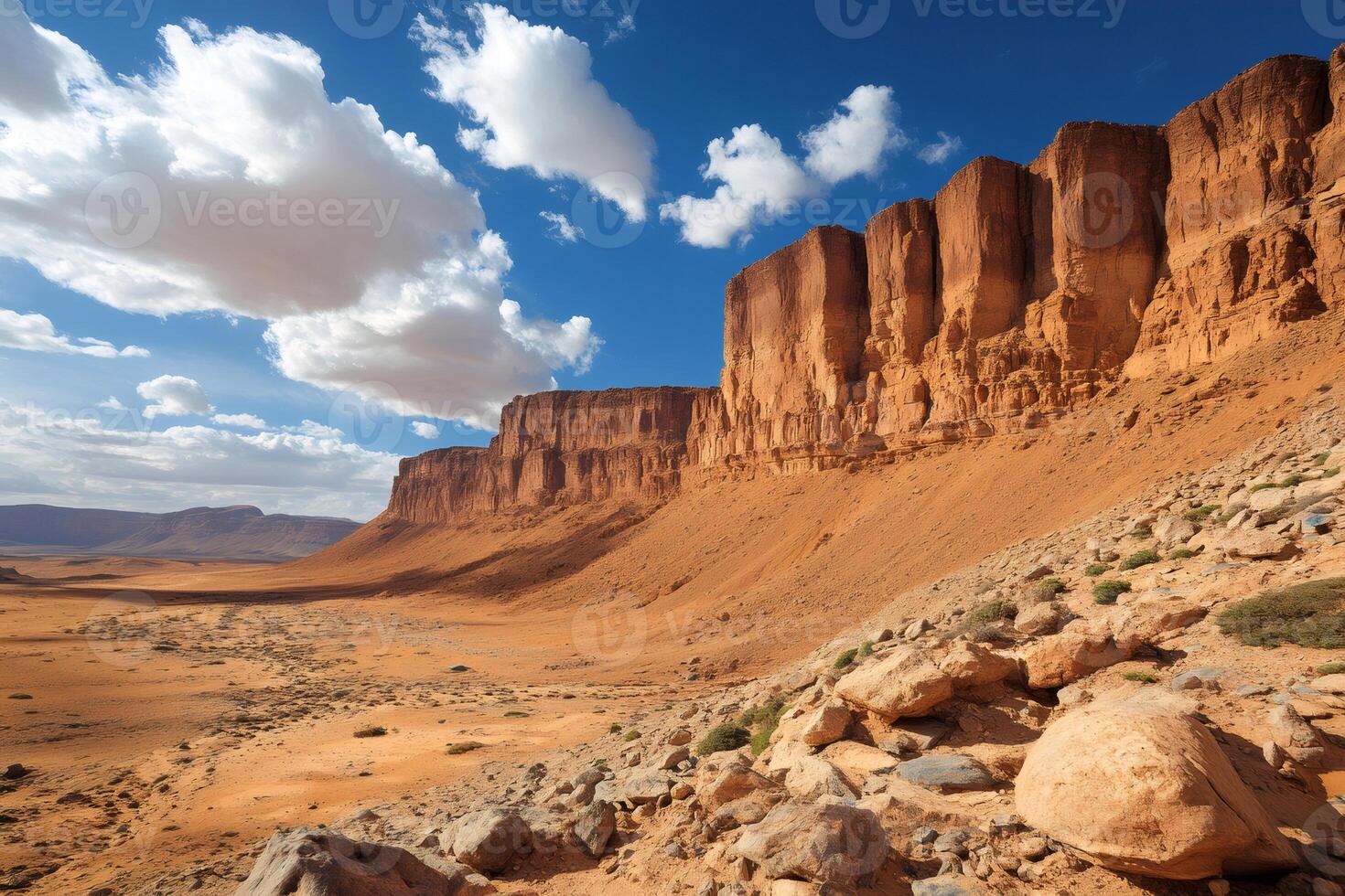 Exploring tassili n'ajjer national park algeria with sandstone cliffs and cloudy sky photo