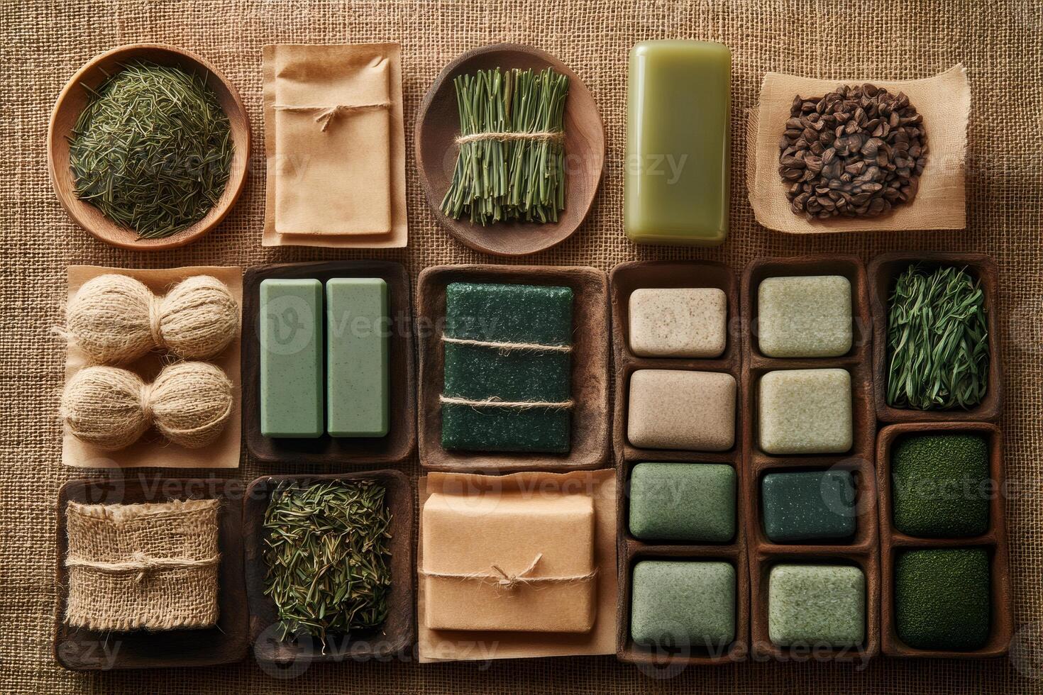 Natural handmade soap and ingredients creating a relaxing spa environment photo