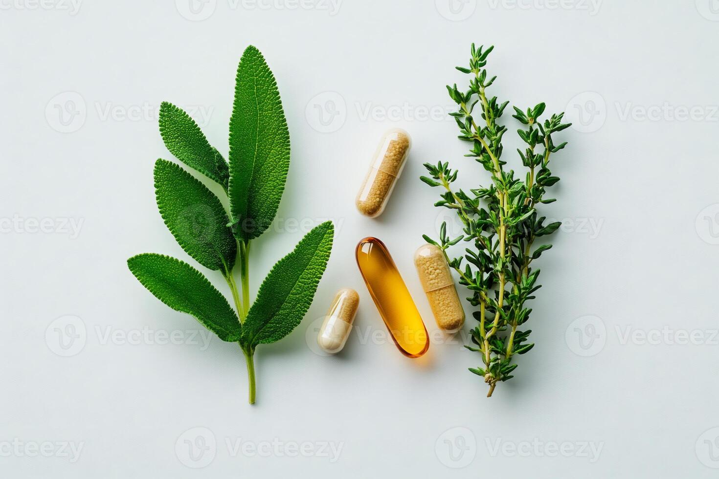 Herbal medicine and dietary supplements creating natural remedies promoting health and wellness photo