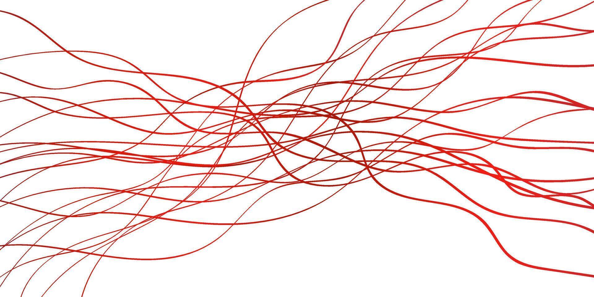 random chaotic abstract wavy curved lines red wire on a white simple background for web designe vector