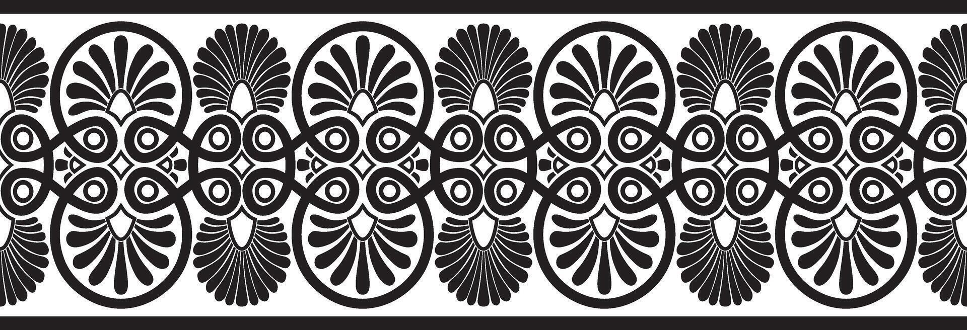 black monochrome seamless ornament of ancient Greece. Classic Endless pattern frame border Roman Empire vector