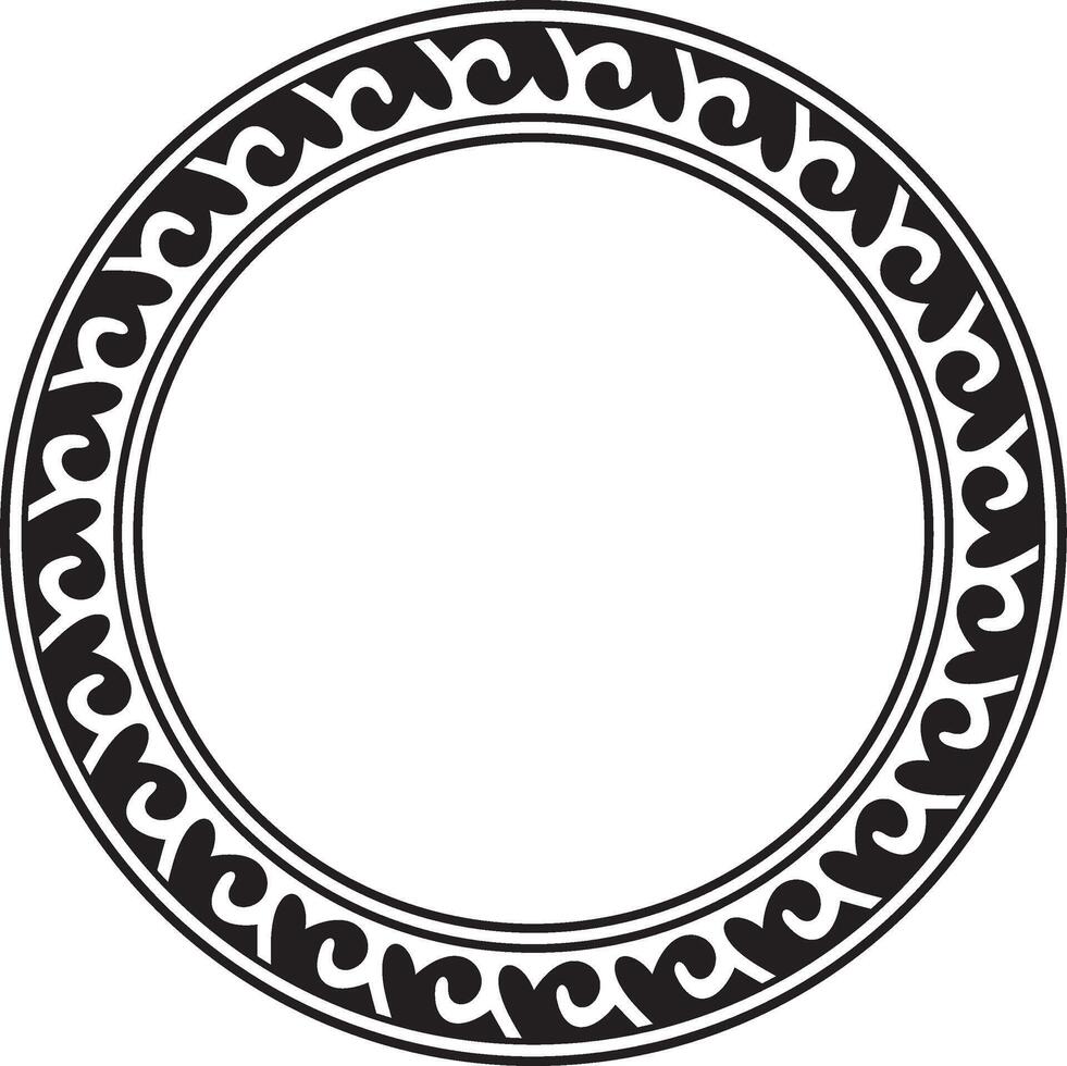 black monochrome round Kazakh national ornament. Ethnic pattern of the peoples of the Great Steppe, Mongols, Kyrgyz, Kalmyks, Buryats. circle, frame vector