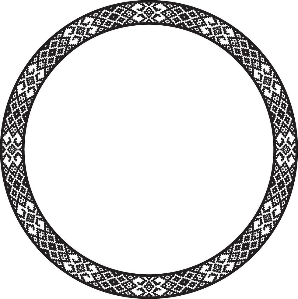 round monochrome Belarusian national ornament. Ethnic endless circle black border, Slavic peoples frame. vector