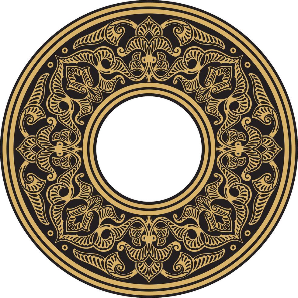 golden round oriental ornament. Arabic patterned circle of Iran, Iraq, Turkey, Syria. Persian frame. vector