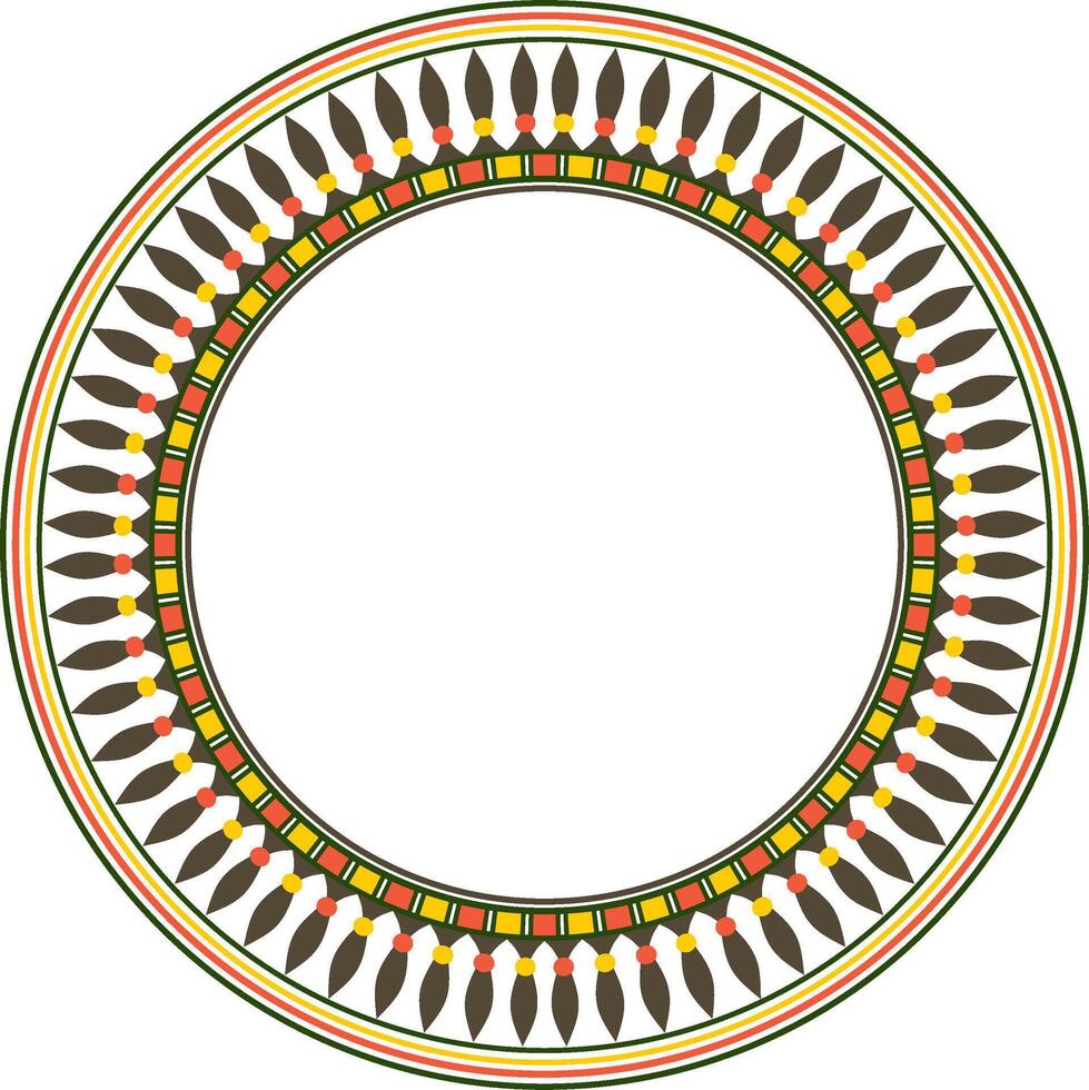 colored round Egyptian border. Circle ornament of ancient Africa. Pattern of lotus flowers vector
