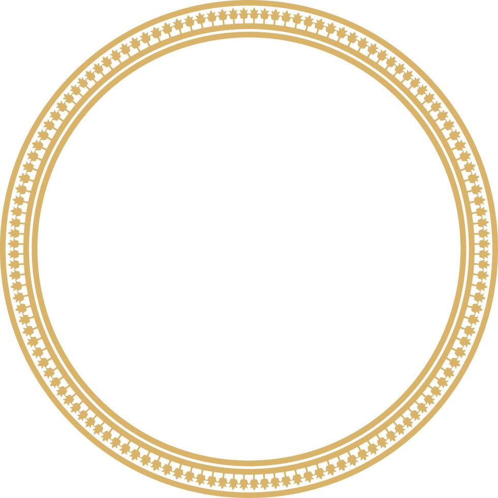 golden round byzantine ornament. Circle, border, frame of ancient Greece and Eastern Roman Empire. Decoration of the Russian Orthodox Church vector