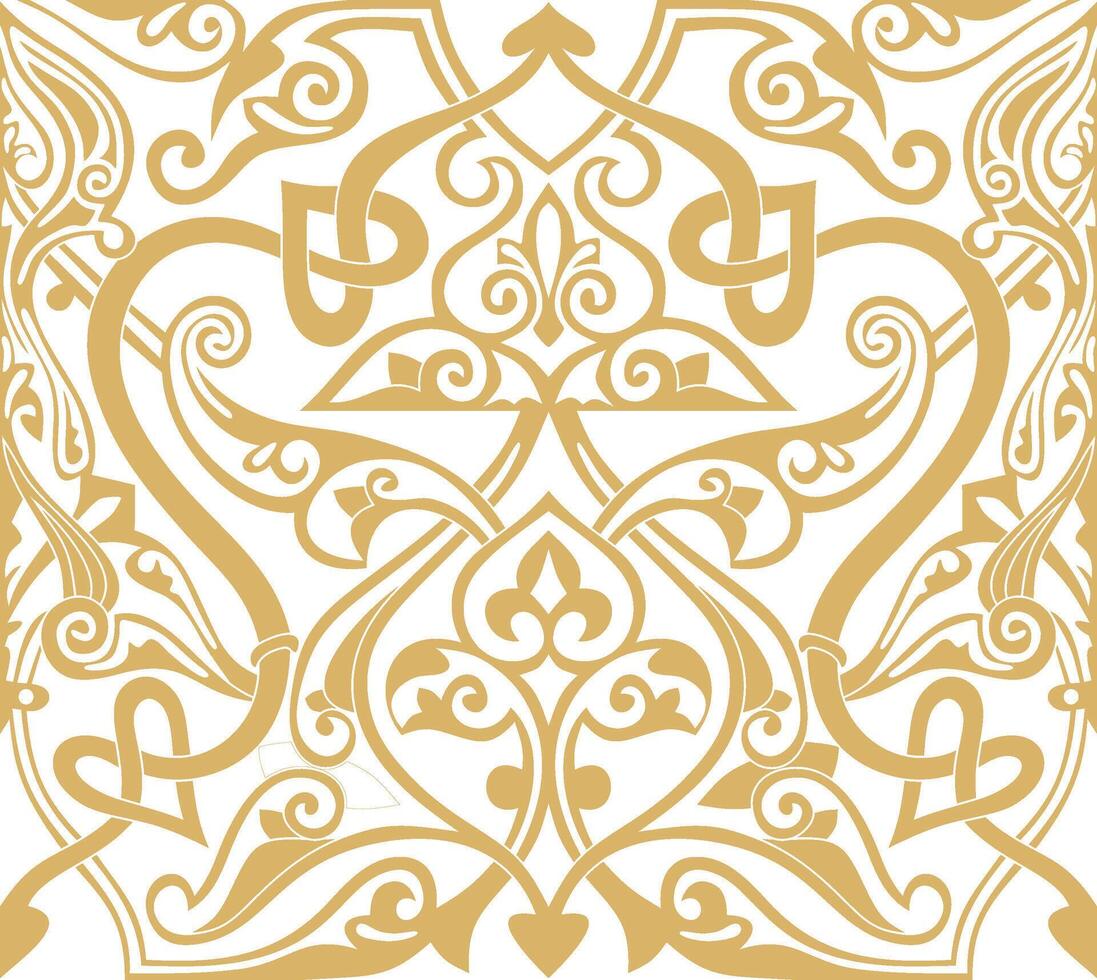 golden seamless oriental national ornament, background. Endless ethnic floral pattern of Arab peoples. Persian painting vector