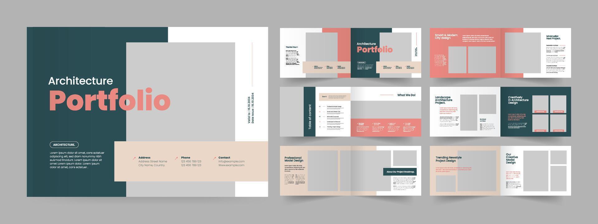 landscape architecture portfolio template and architecture portfolio presentation layout vector