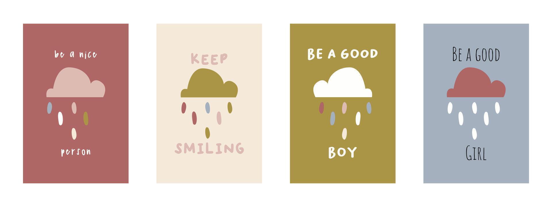Kids poster wall art with scandinavian rainbow vector