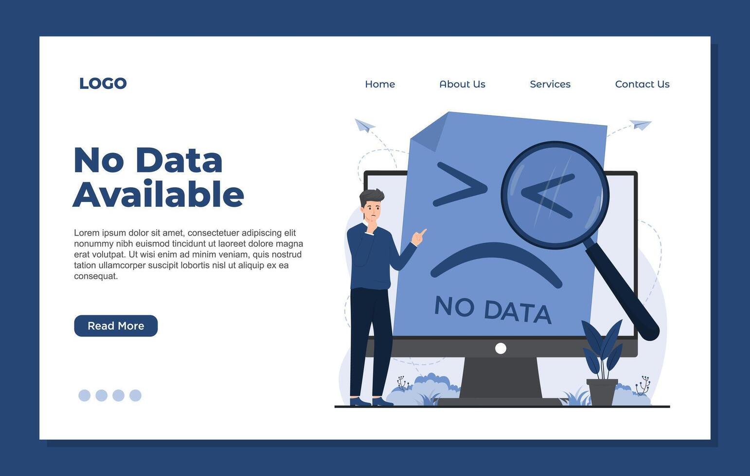 no data landing page. Modern flat design illustration concept of web page for website and mobile website development. vector