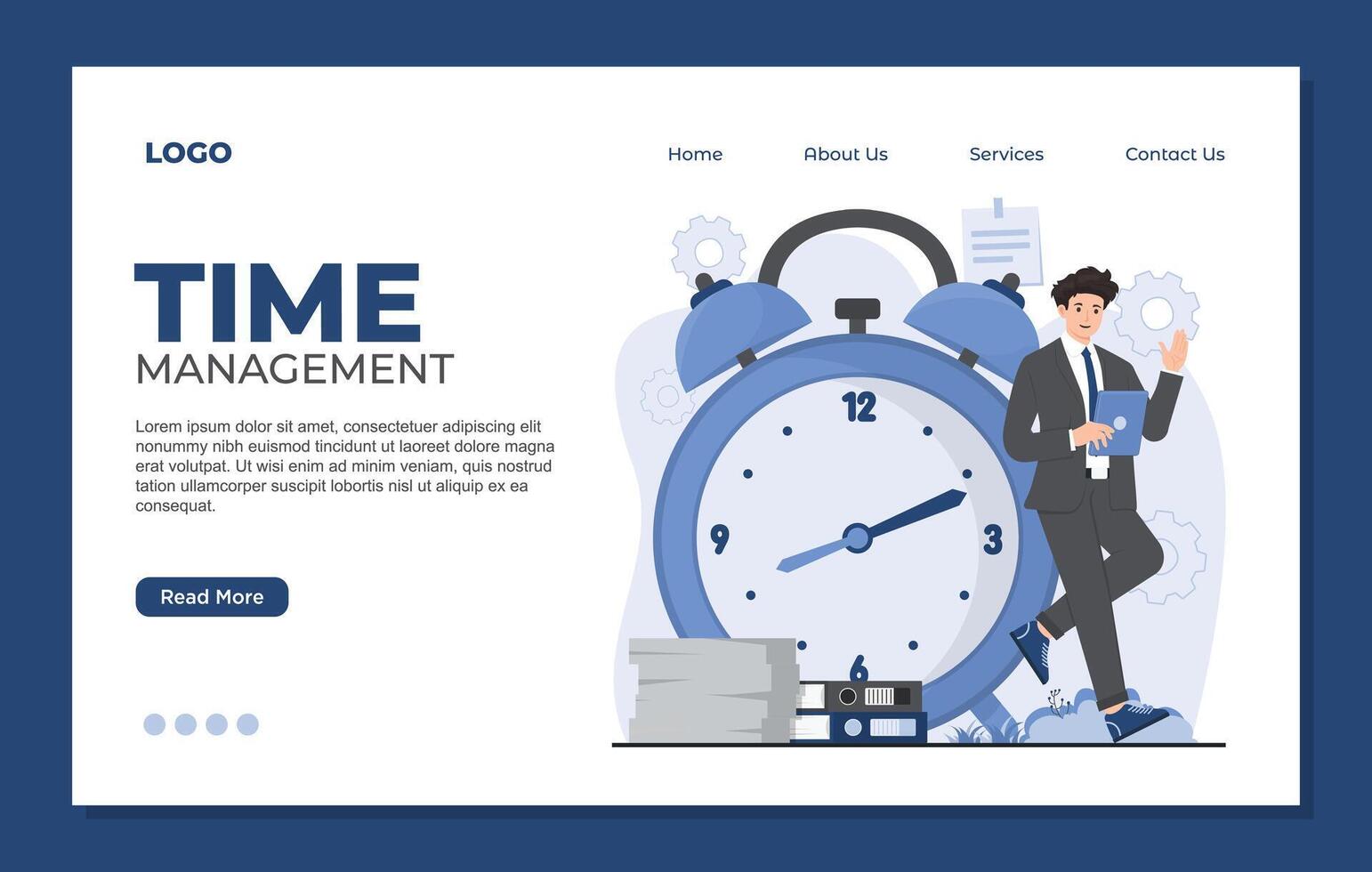 Time management website landing page. Time management concept. illustration in flat style vector