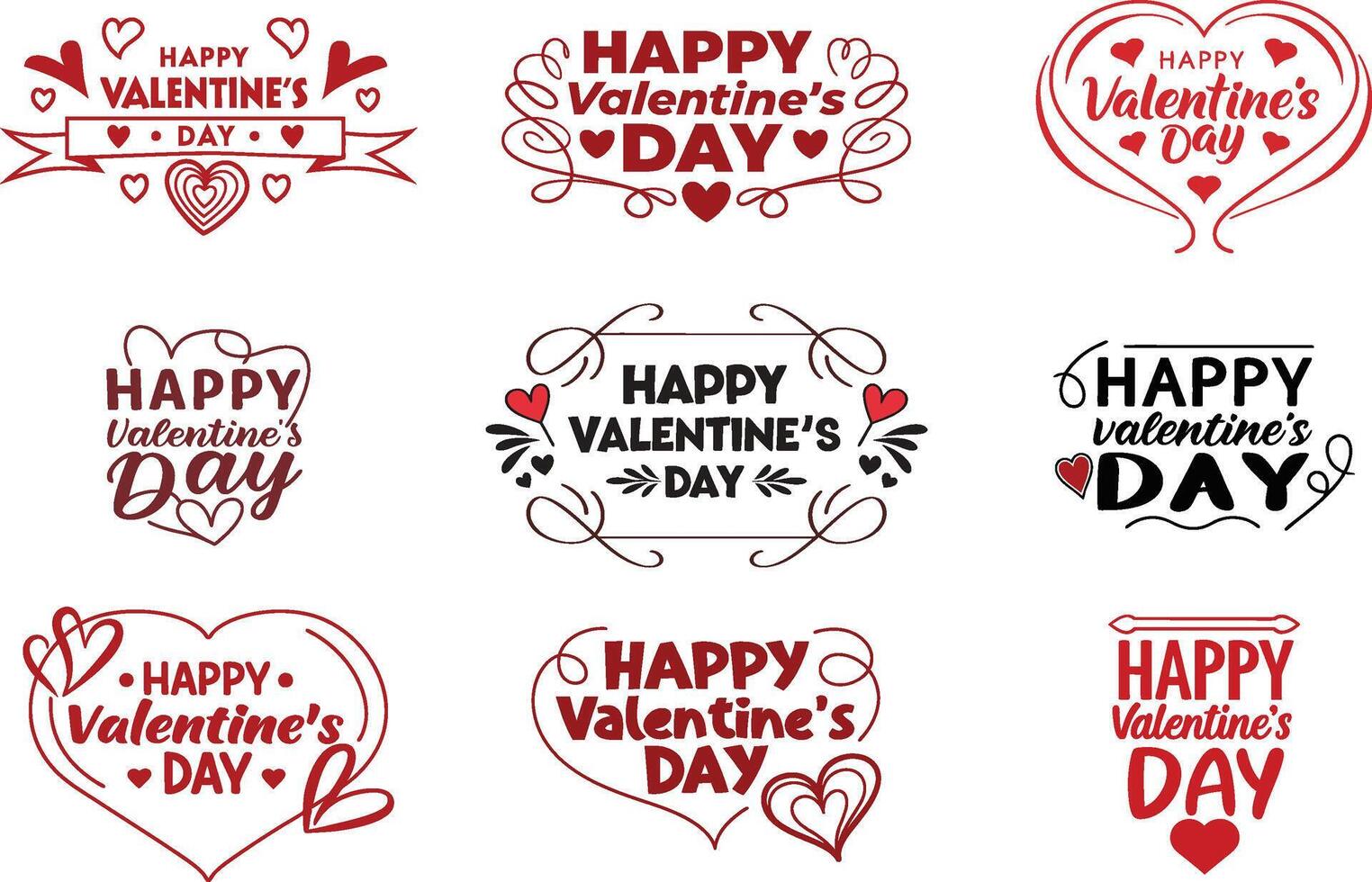 Valentine's day lettering set vector