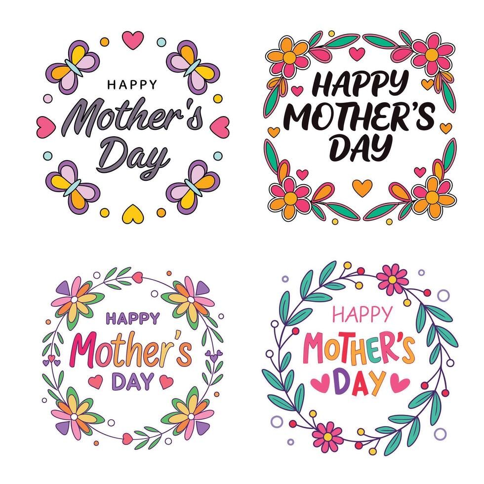Happy mothers day text art vector