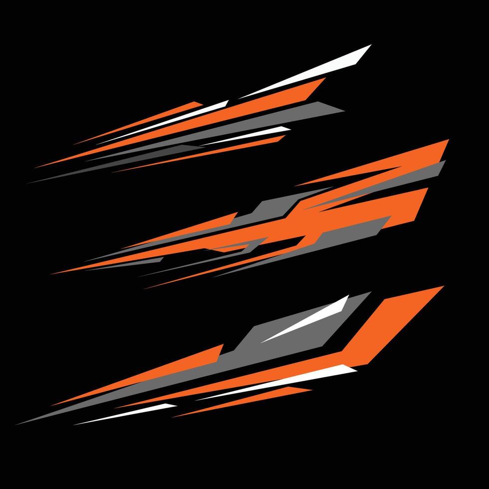 car body wrap livery decal design with sharp line style with black and orange color combination vector