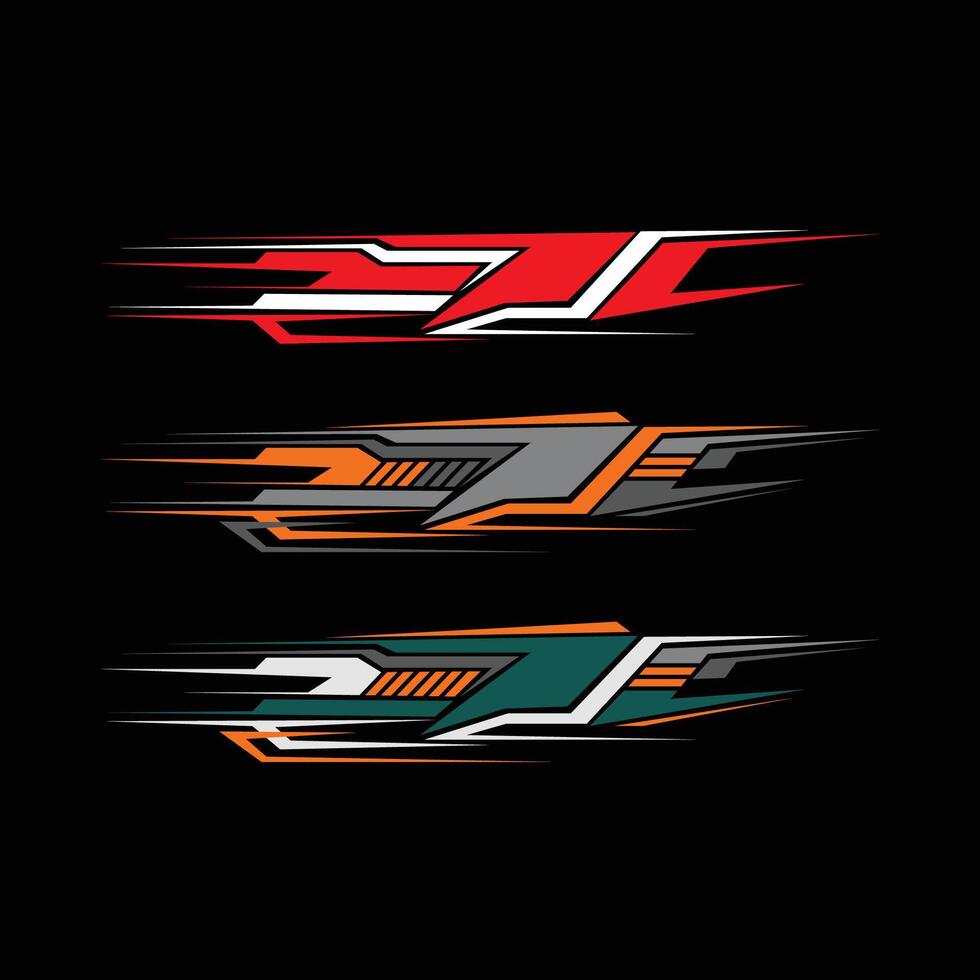 Modern car wrap decal design with orange, black and red color combination vector