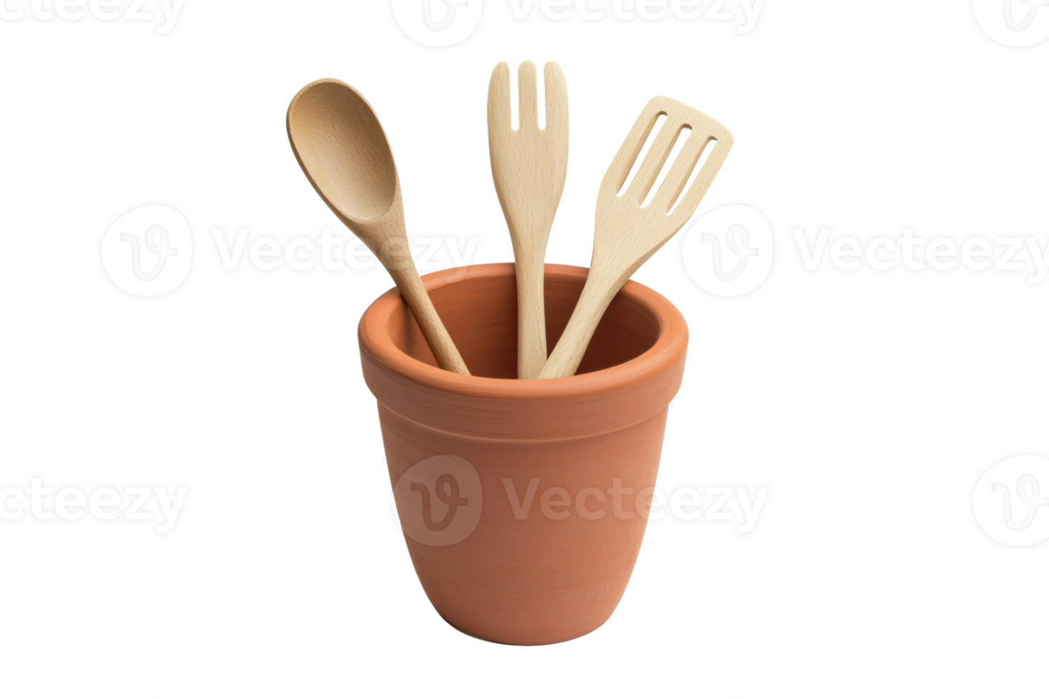 Timeless Clay Pot with Classic Cooking Utensils png