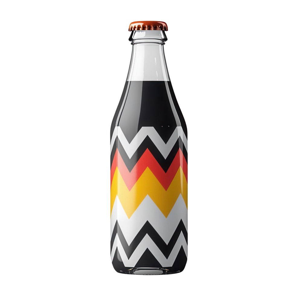 Colorful glass bottle with zigzag pattern design isolated on transparent background png