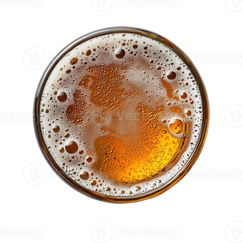 Fresh beer in glass with bubbles and foam isolated on transparent background png