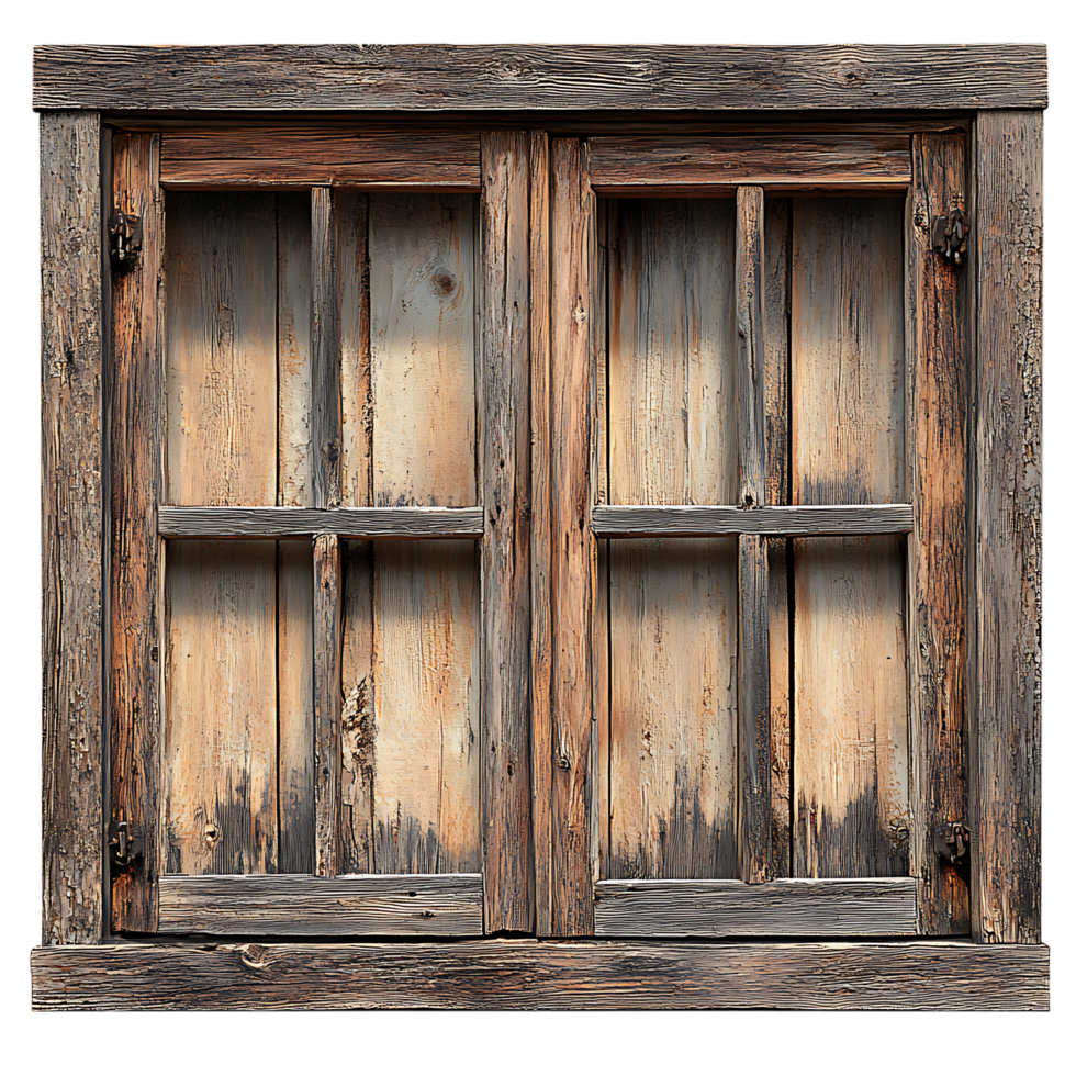 Rustic Wooden Window Against Transparent Background png