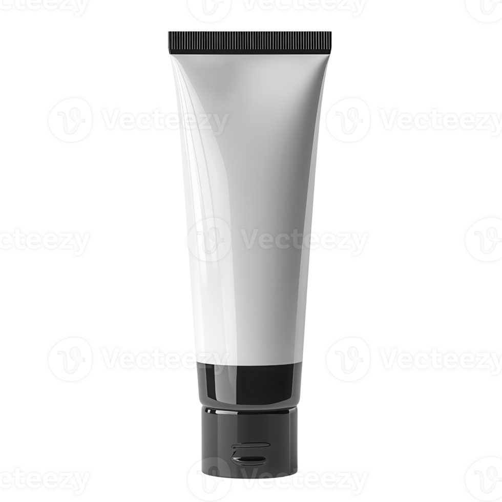 Moisturizing cream tube with sleek design and black cap isolated on transparent background png