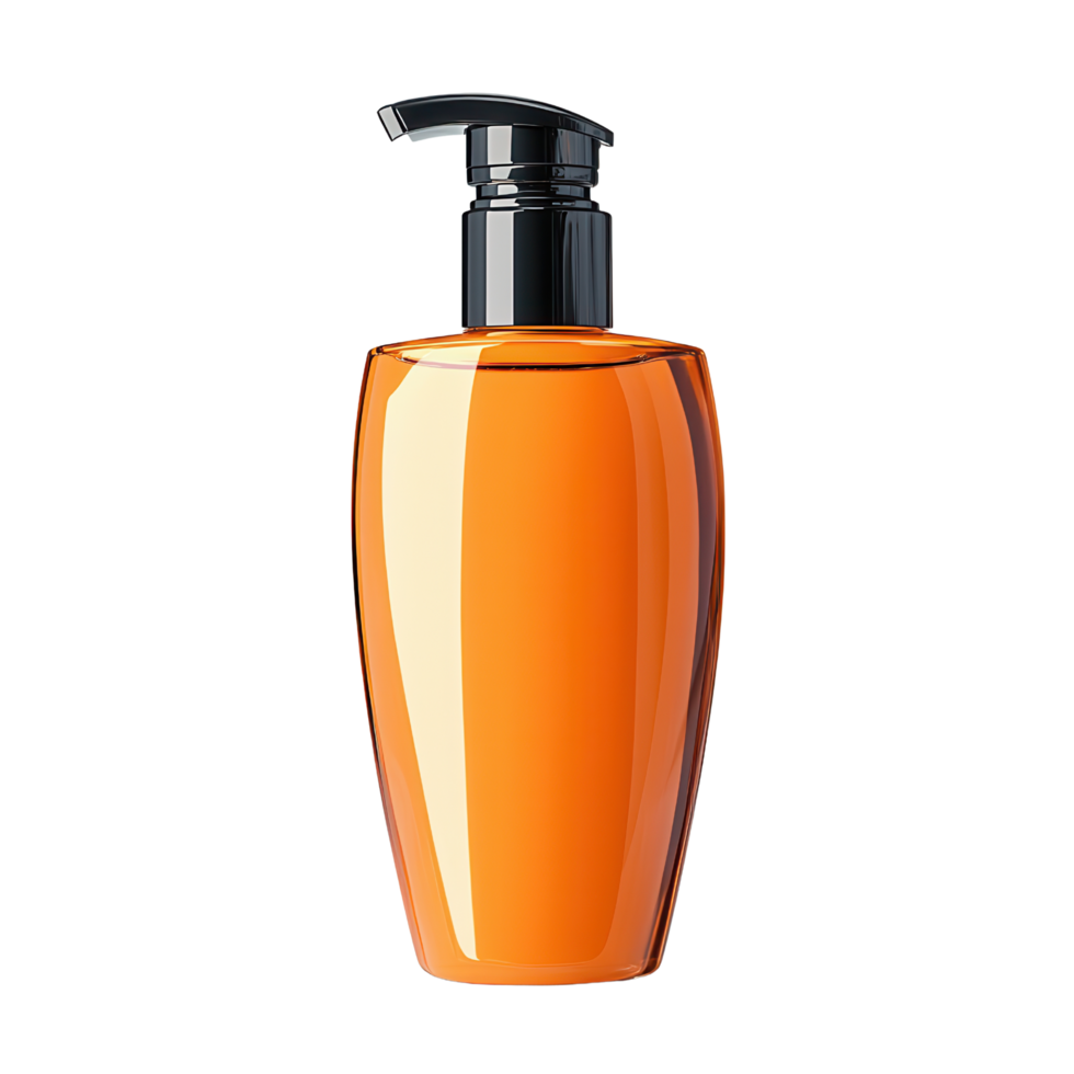 Orange pump bottle for liquid soap or lotion isolated on transparent background png