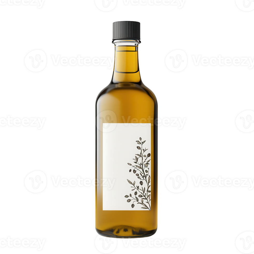 Elegant olive oil bottle with minimalist design isolated on transparent background png