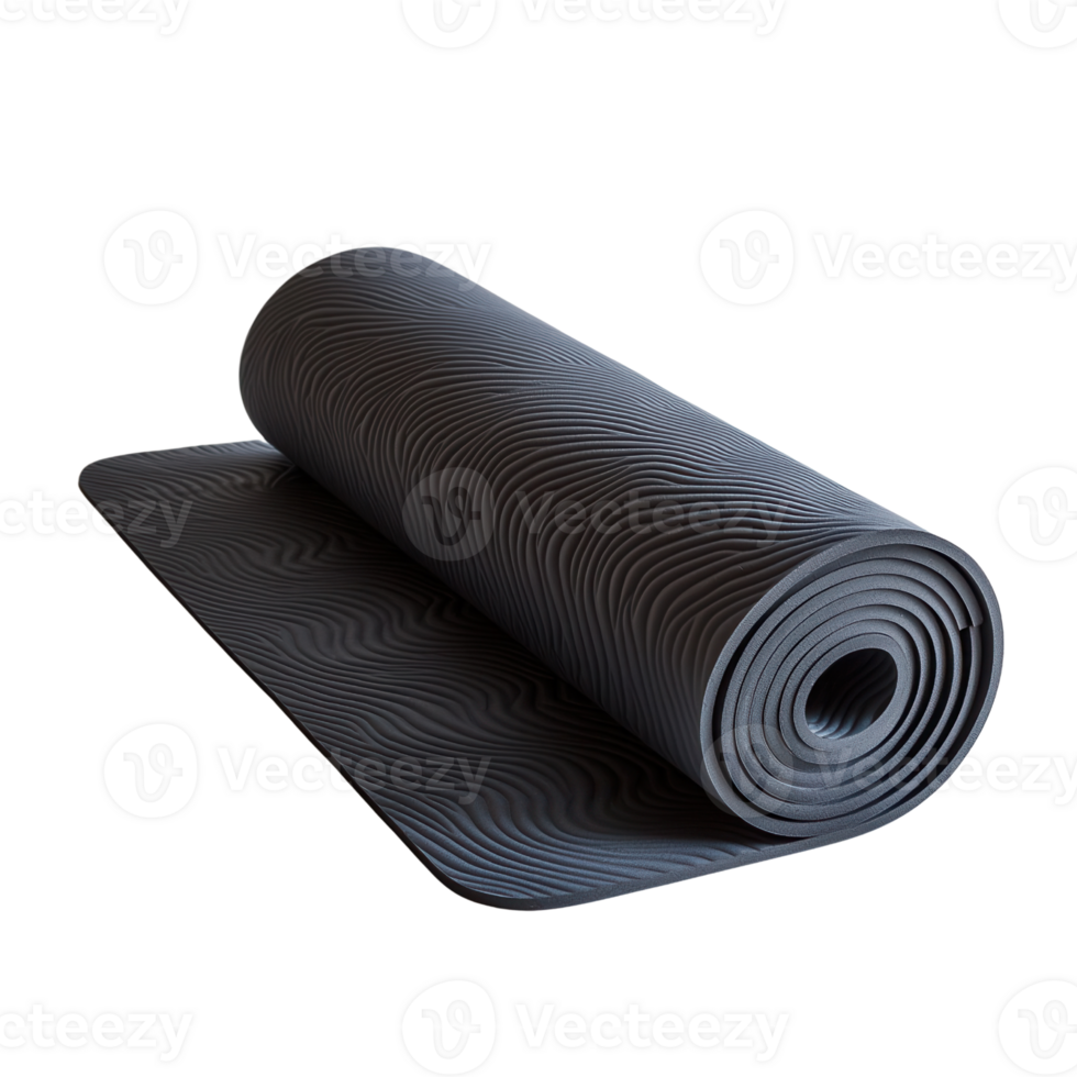 Yoga mat rolled up, textured surface, ideal for fitness and exercise png
