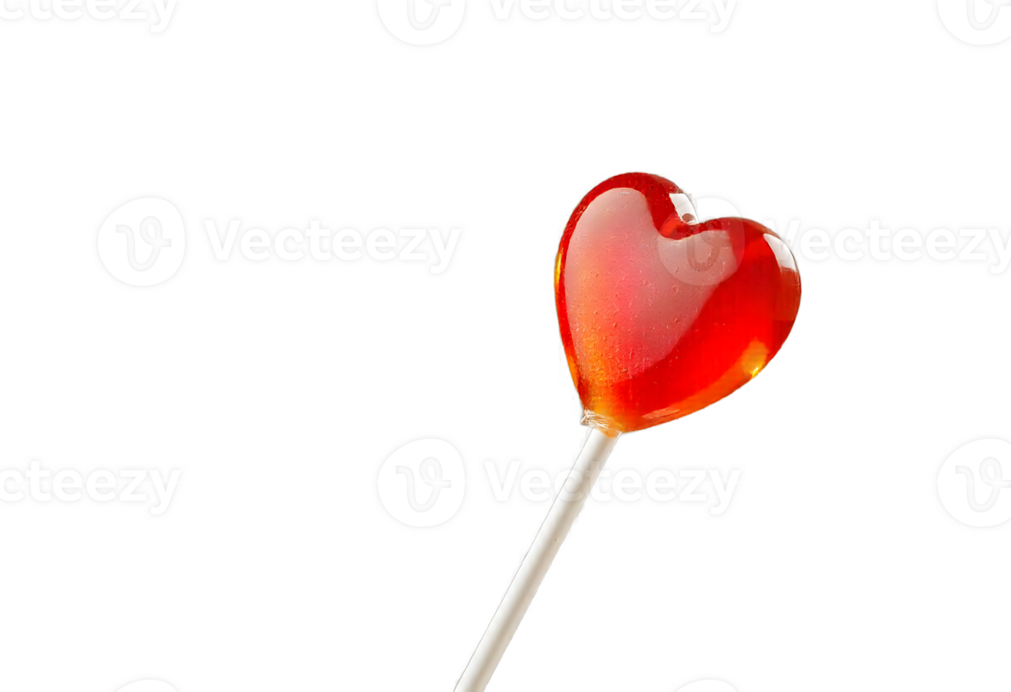lollipop in shape of heart on stick over transparent background. Cute red candy dessert in 3d. Mockup illustration png